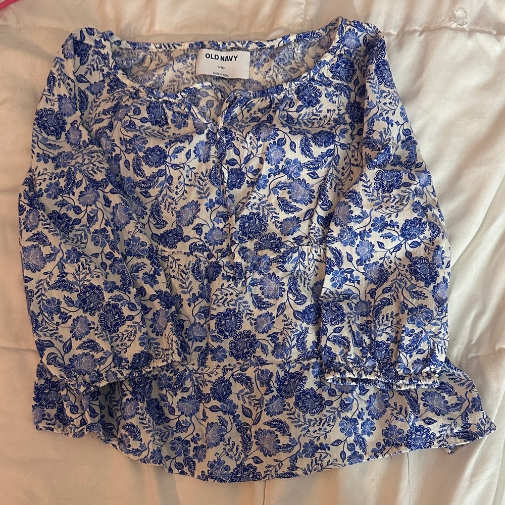 Old Navy White and Blue Floral Women's Skirt